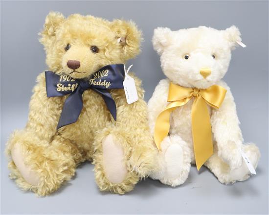 A Steiff champagne replica bear, 40cm and a Centenary Jubilee bear, 44cm